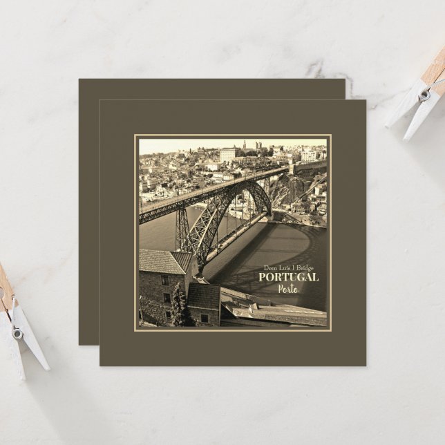 Ponte Porto sobre o rio Douro, Portugal, sepia (Frente/Verso In Situ)