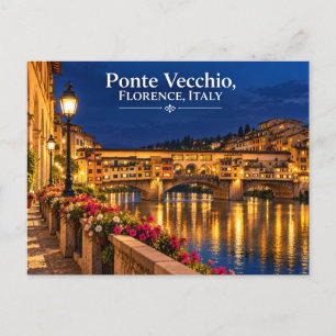 Ponte Vecchio Florença Itália Noite Cartão Postal