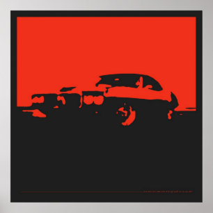 Pontiac Firebird, 1969 - vermelho no poster preto