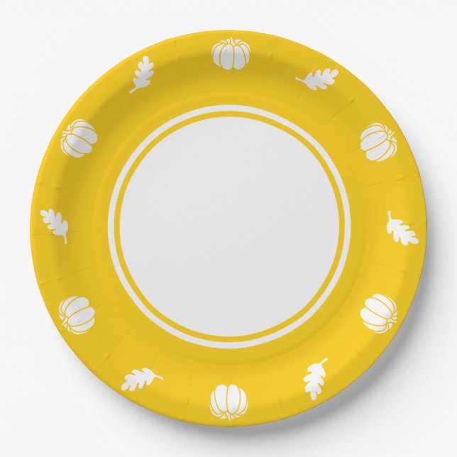 Ponto de Abóbora em Prato de Papel Amarelo (Frente)