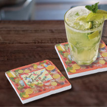 "Ponto de Relaxação de Mães" Porta copos de Pedra