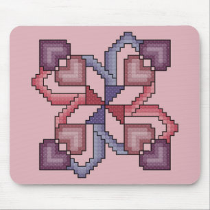 Ponto transversal quadrado Mousepad do coração