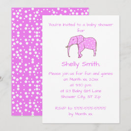 Pontos Brancos do Elefante Rosa Convites para Chuv