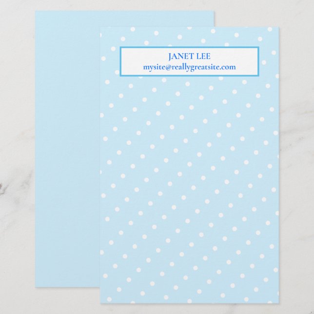 Pontos Brancos Em Papelaria Azul Personalizada (Frente/Verso)