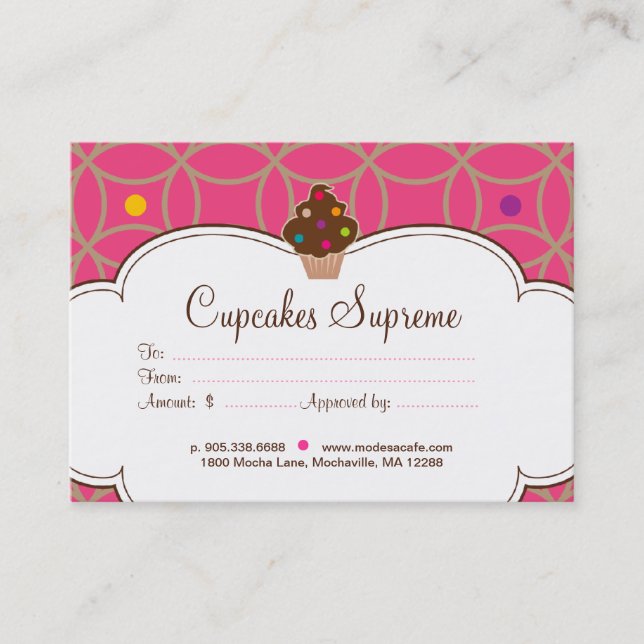Pontos de Certificado de Oferta de cupcake Cor-de- (Frente)