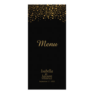 Pontos de Confetti de Folha Preta e Dourada - Menu