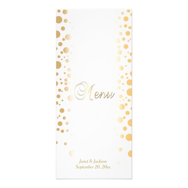 Pontos de Confetti Dourados na moda | Menu Casamen (Frente)