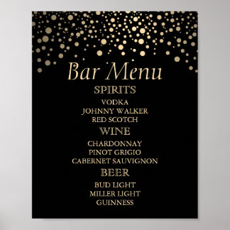 Pontos de Folha Pretos e Dourados - Poster do Menu
