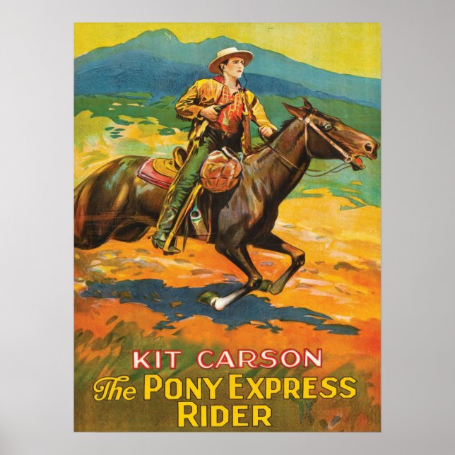 Pony Express 🌄 Kit Carson Poster do cowboy histór (Frente)