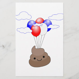 Poo Emoji Voando Com Balões