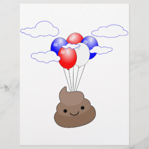 Poo Emoji Voando Com Balões