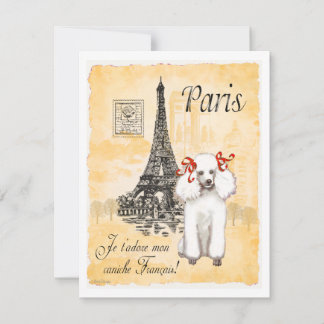 Poodle Branco Torre Eiffel Estilo de Vintage Impre