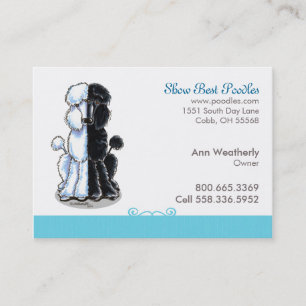 Poodle Dog Art Pet Business Blue Cartão de visita
