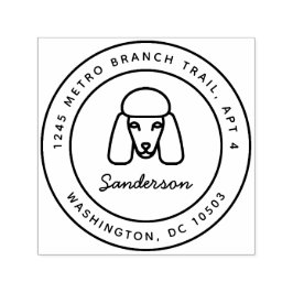 Poodle Dog Return Endereço Autocolante Carimbo