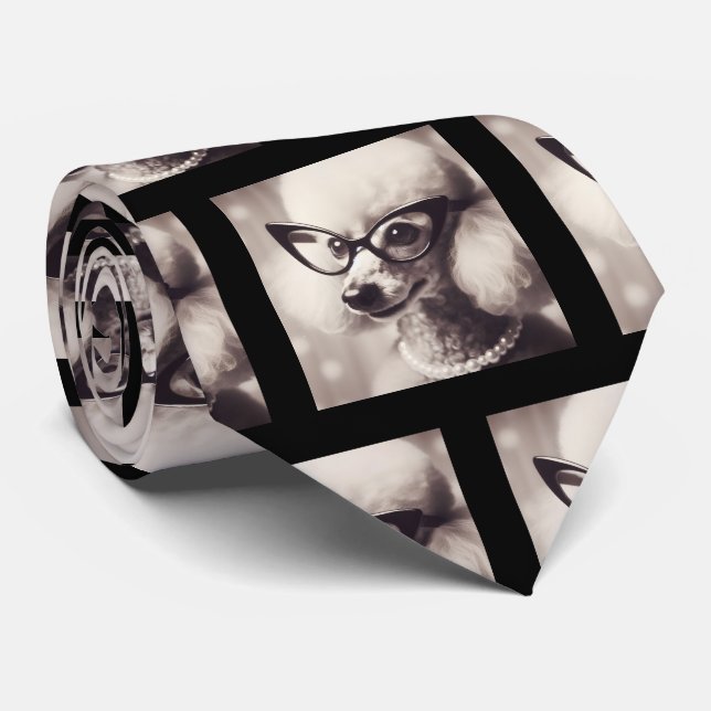 Poodle Engraçado com Óculos Gravata de Pescoço Ner (Rolled)