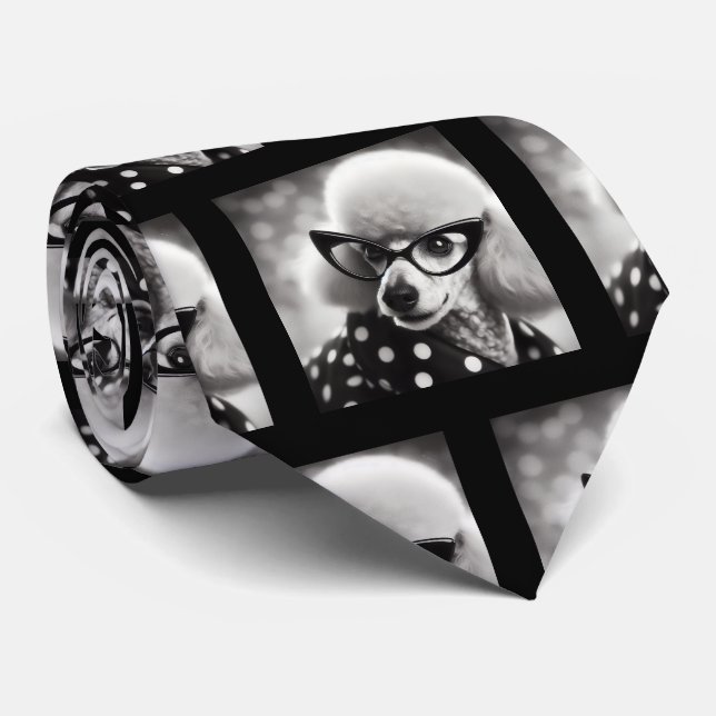 Poodle Engraçado com Óculos Gravata de Pescoço Ner (Rolled)