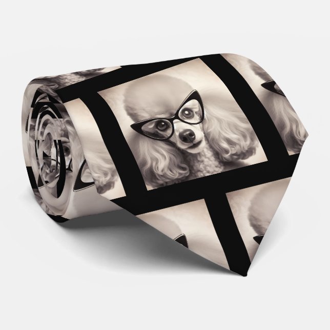 Poodle Engraçado com Óculos Gravata de Pescoço Ner (Rolled)