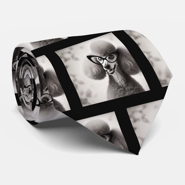 Poodle Engraçado com Óculos Gravata de Pescoço Ner (Rolled)