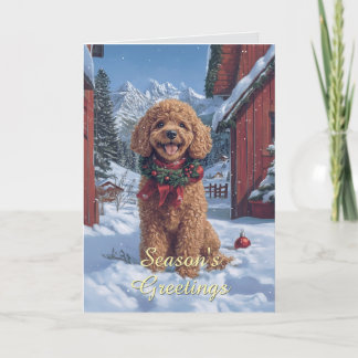 Poodle no Cartão de Natal da Neve