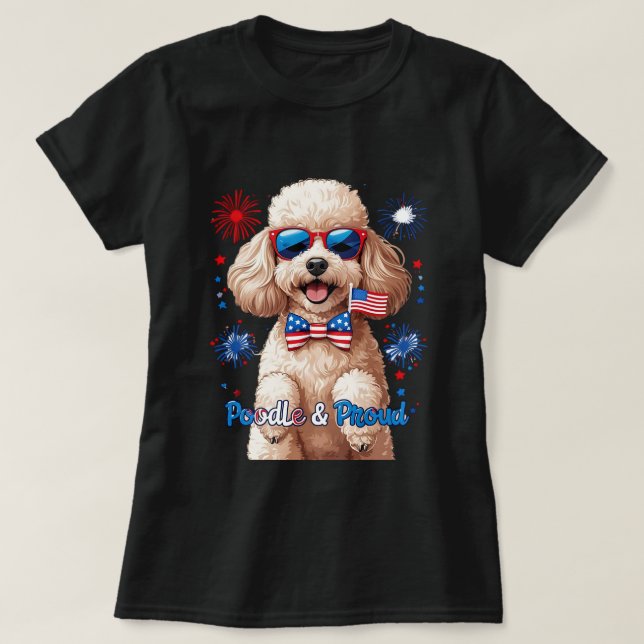 Poodle & Orud - 4 de julho Cão T-Shirt (Frente do Design)