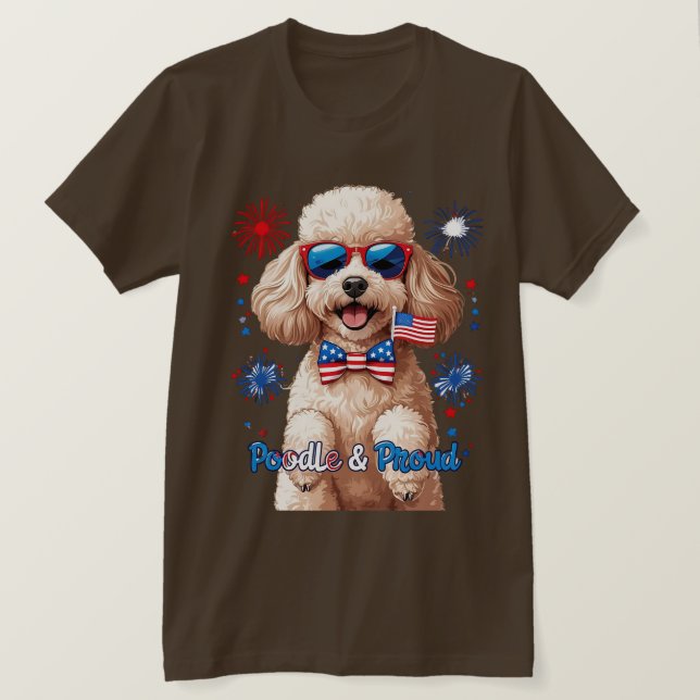 Poodle & Orud - 4 de julho Cão T-Shirt (Frente do Design)