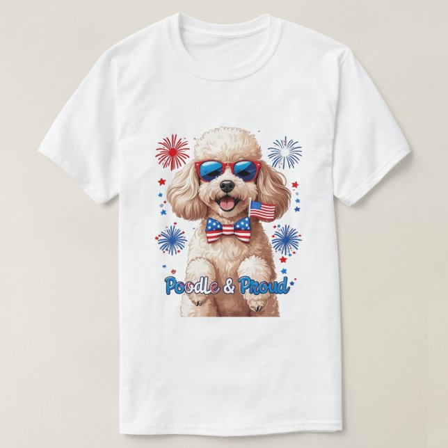 Poodle & Orud - 4 de julho Cão T-Shirt (Frente do Design)