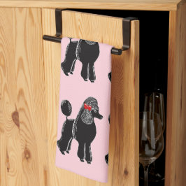 Poodle Preto com Toalha Impressão Vermelha