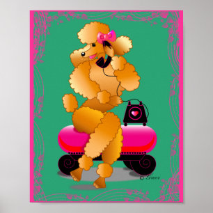 Poodle Retro Apricot no Impressão de Arte Telefô