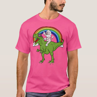 Poodle Riding T Rex Dinossaur Engraçado Camisa De