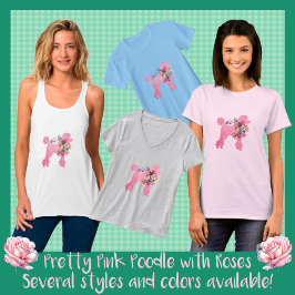 Poodle Rosa Bonito e divertido com Rosa T-Shirt