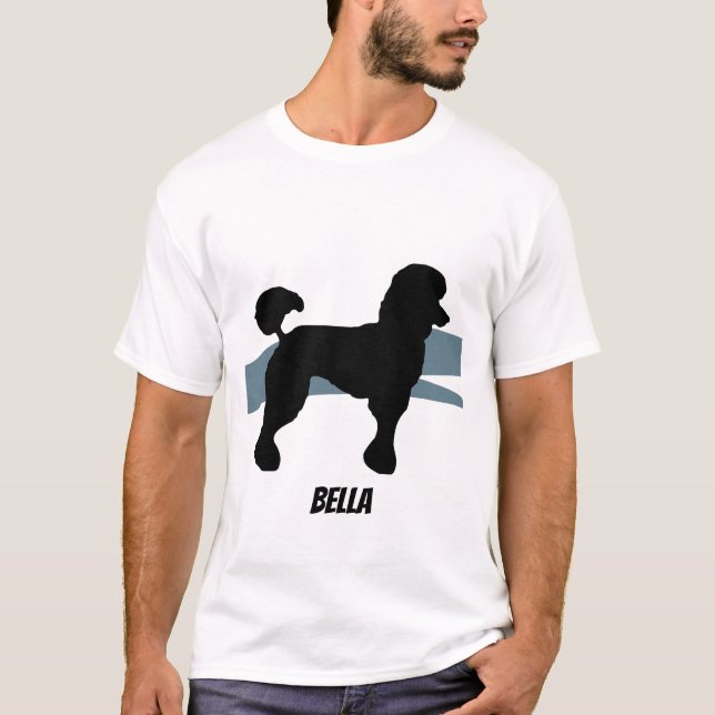 Poodle Silhouette em T-shirt azul-splash (Frente)