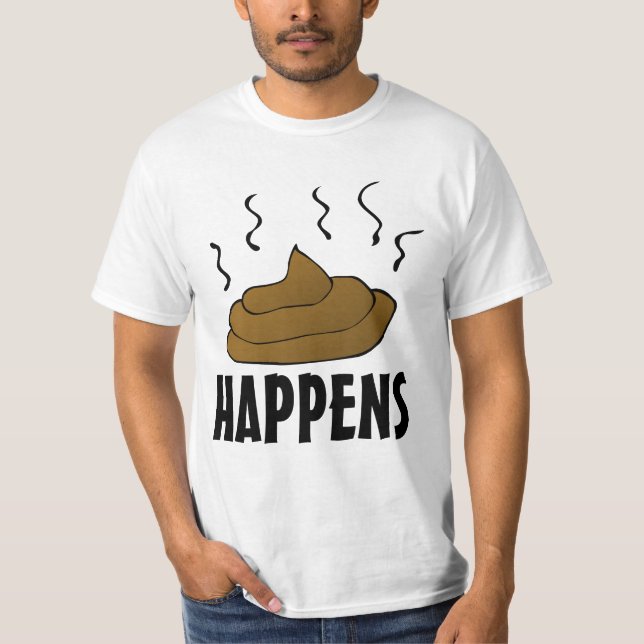 POOP ACONTECE ENGRAÇADO MENS T-SHIRTS (Frente)