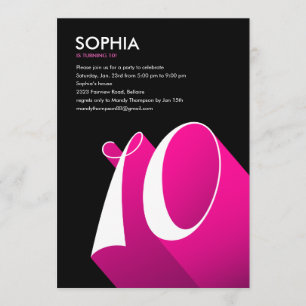 Pop 10º Convites de aniversário modernos