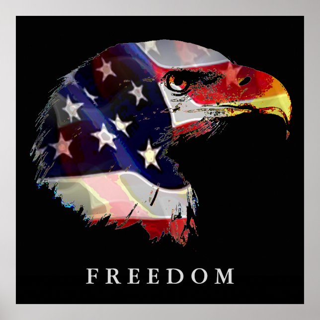 Pop Art American Flag Eagle Freedom Poster (Frente)