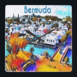 Pop Art Bermudas relógio<br><div class="desc">Neon Pop Art 4544 Relógio de parede das Bermudas Uma bela fotografia da paisagem das Ruas centros. George Bermuda é transformado em um colorido relógio de parede quadrada Neon Pop Art. Por celeste@khoncepts.com</div>