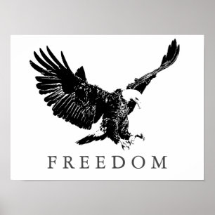 Pop Art Black White Freedom Eagle Poster