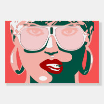 Pop Art Bonito Mulher Óculos escuros Lábio vermelh