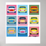 Pop Art Classic Mini Poster<br><div class="desc">Mini poster Clássico. Inspirado pelo movimento pop e combinado com a artista de Sir Alec Issigonis,  este clássico mini poster é um presente perfeito para qualquer entusiasta. Também disponível como um cartão de saudações.</div>