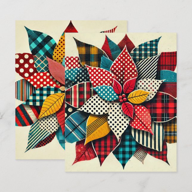 Pop Art Collage Poinsettia Scrapbook Paper (Frente/Verso)