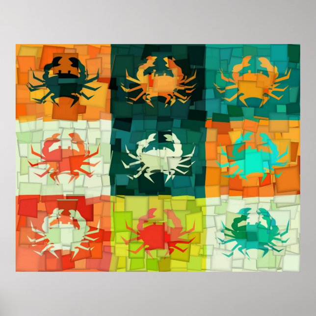 Pop Art Crab Cubism Poster (Frente)