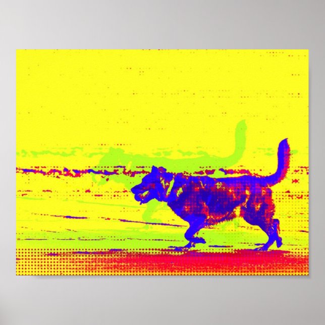 Pop Art Dog on Beach poster (Frente)