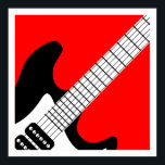 Pop Art Electric Guitar Poster<br><div class="desc">Pop,  poster de guitarra elétrica em preto e branco em vermelho.</div>