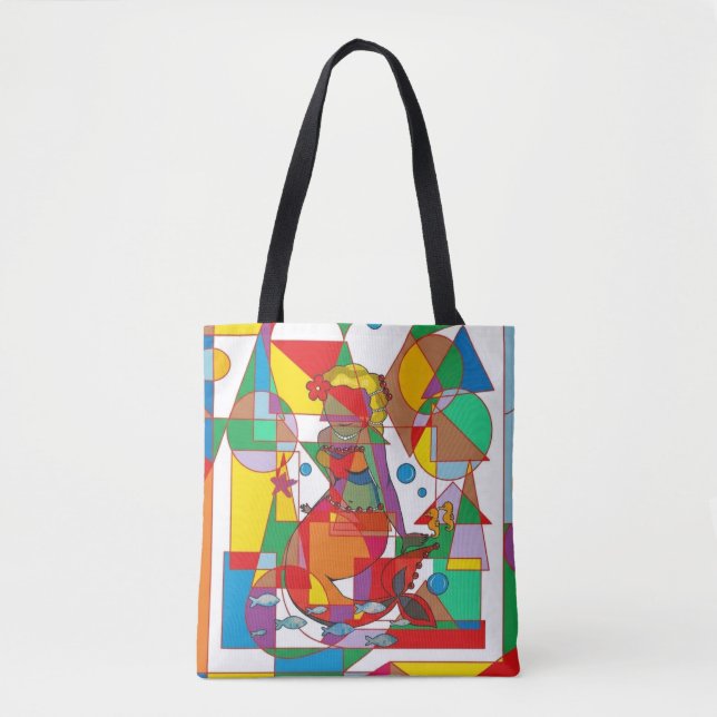 Pop Art Geometric Mermaid Triangle Tote Bag (Frente)