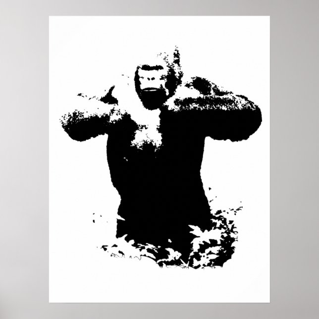Pop Art Gorilla Beating Chest Poster (Frente)