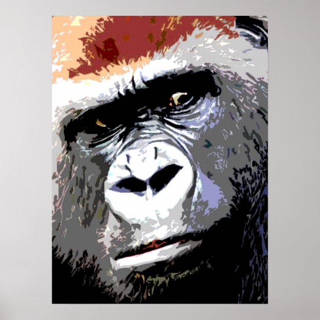 Pop-Art Gorilla Portrait Poster (Frente)