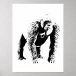 Pop Art Gorilla Poster Impressão<br><div class="desc">Computador digital Arte animal - Arte de Pop universitária - Imagens de computador animal selvagem</div>