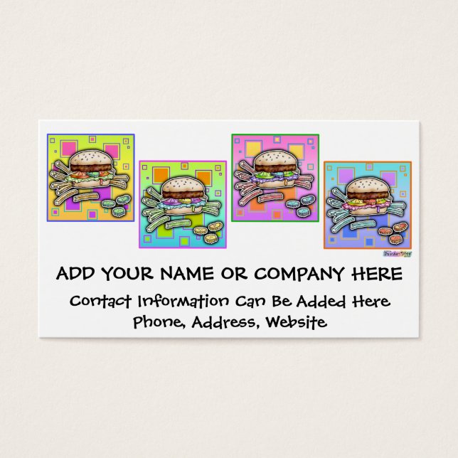 Pop Art HAMBURGER CARTÃO DE VISITA - TAG GIFT (Frente)