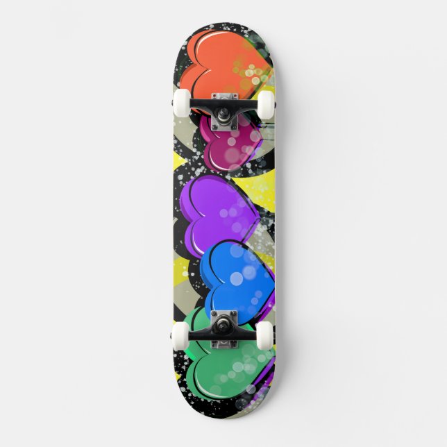 Pop Art Hearts Skateboard Deck (Frente)