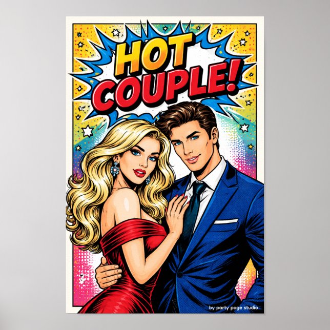 Pop Art Poster „HOT COUPLE!“ – Stylisches Paar Com (Frente)