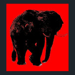 Pop Art Red Black Elephant Poster<br><div class="desc">Pop de Efeito de Tinta Digital - Trabalho de arte de Software para Animais Africanos</div>